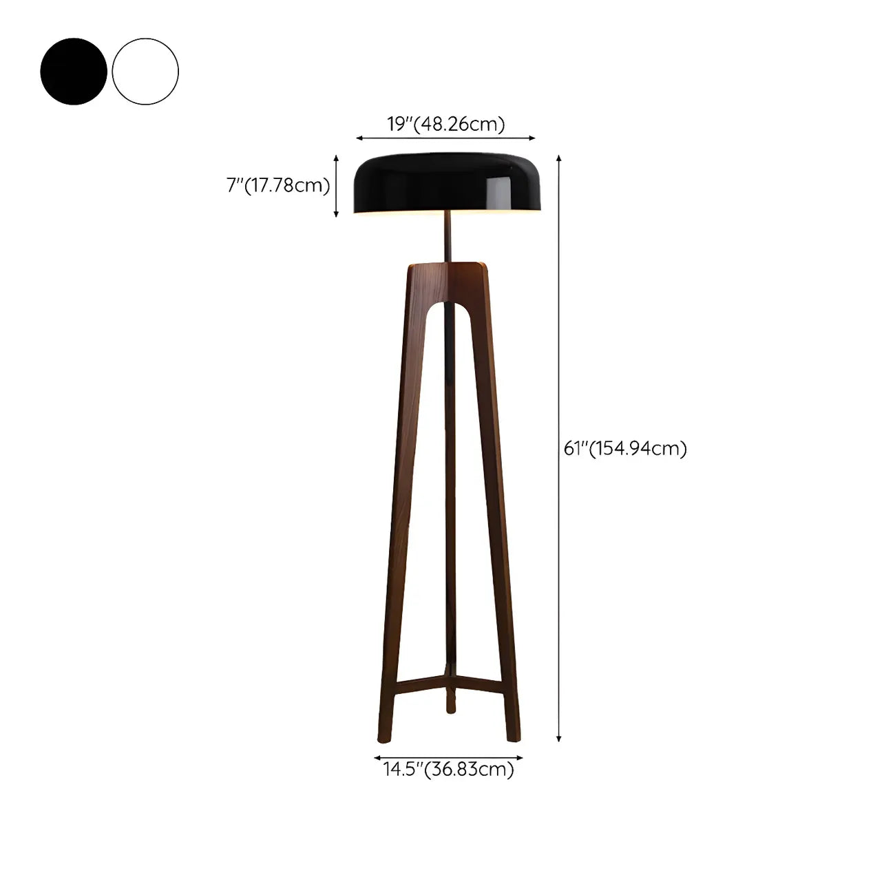 Lampadaire trépied en bois à dôme moderne avec prise pour salon