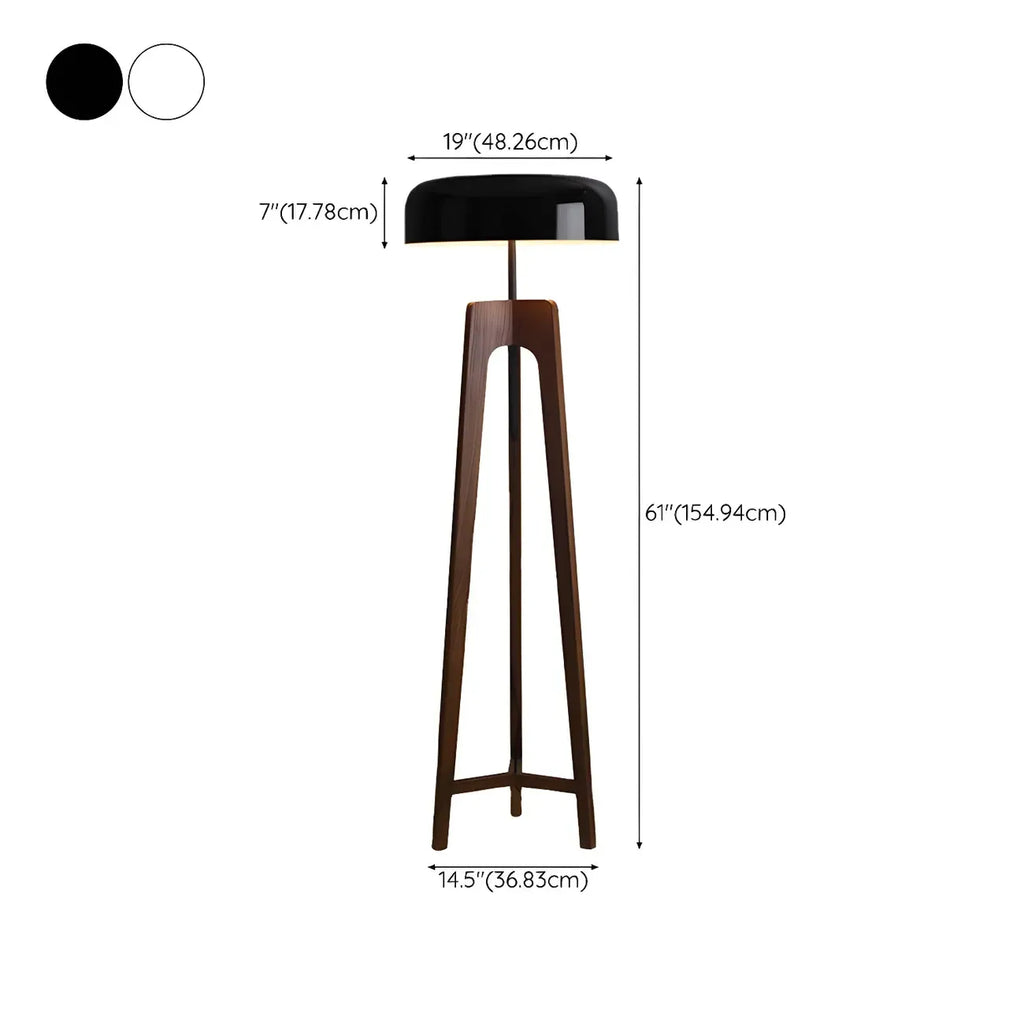 Lampadaire trépied en bois à dôme moderne avec prise pour salon