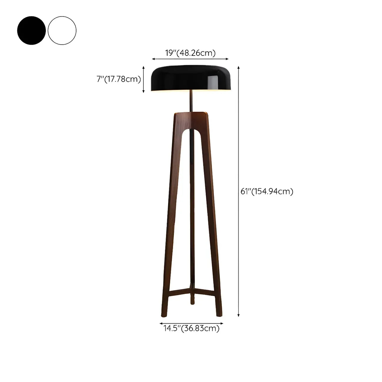 Lampadaire trépied en bois à dôme moderne avec prise pour salon