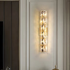 Lampe de coiffeuse géométrique de luxe en cristal doré