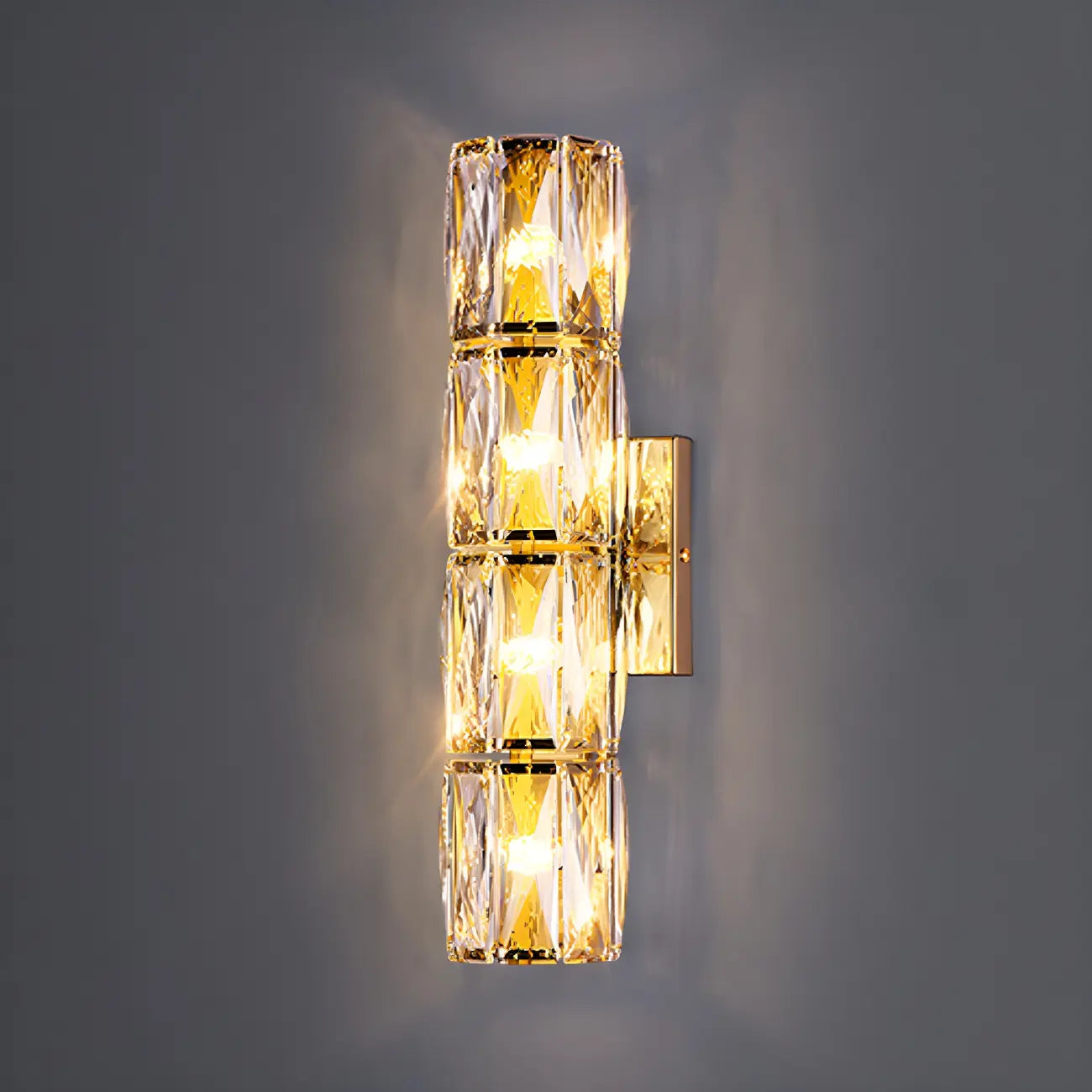 Lampe de coiffeuse géométrique de luxe en cristal doré