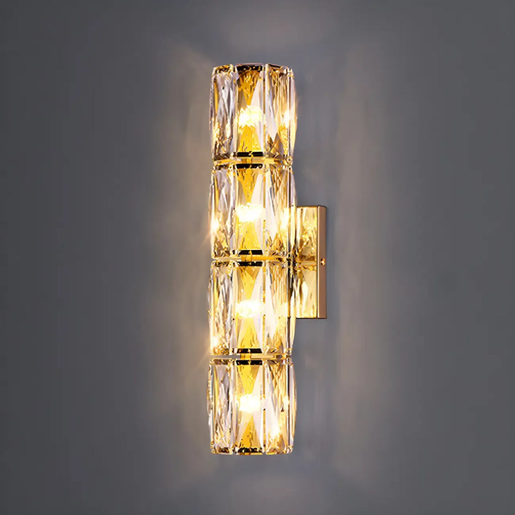 Lampe de coiffeuse géométrique de luxe en cristal doré