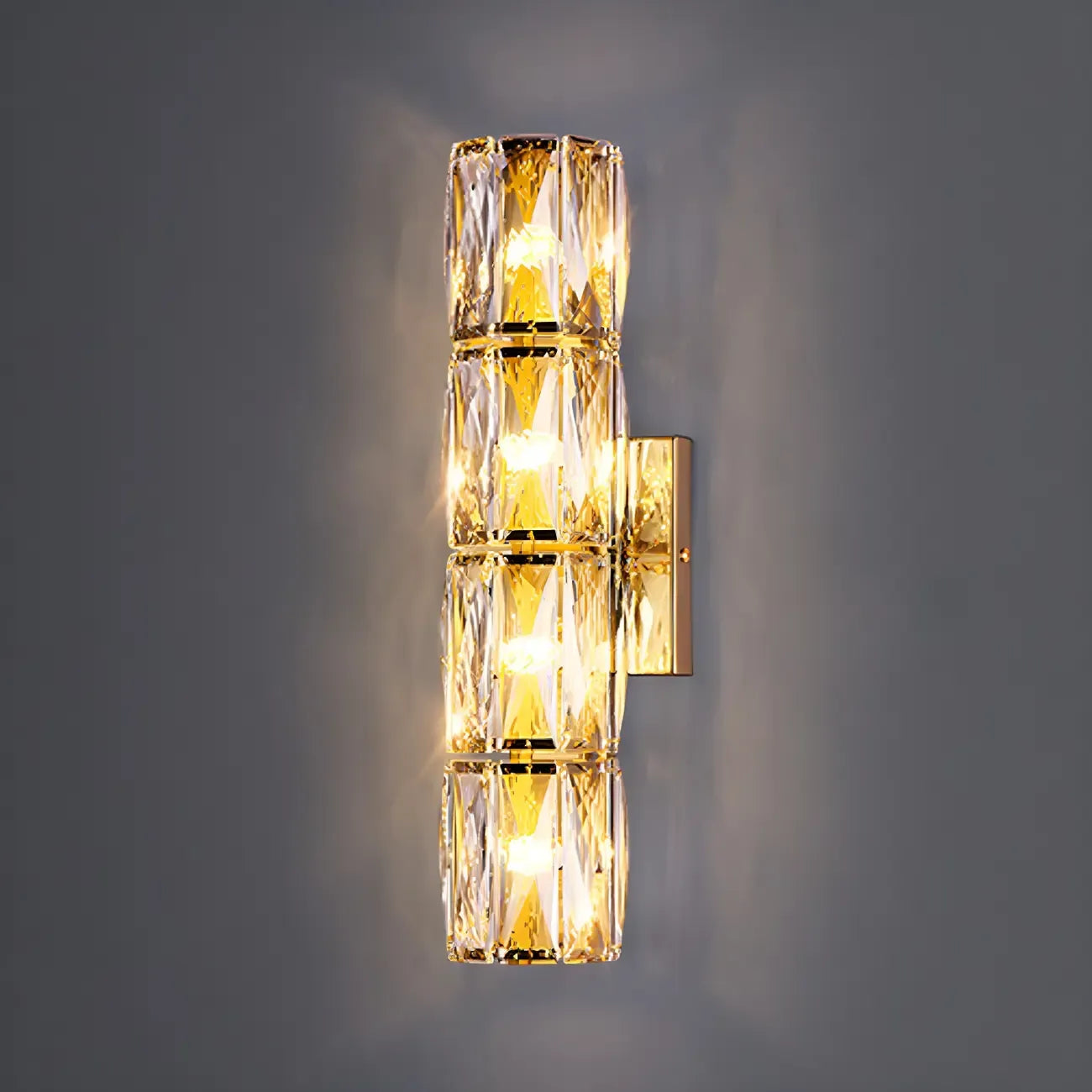 Lampe de coiffeuse géométrique de luxe en cristal doré