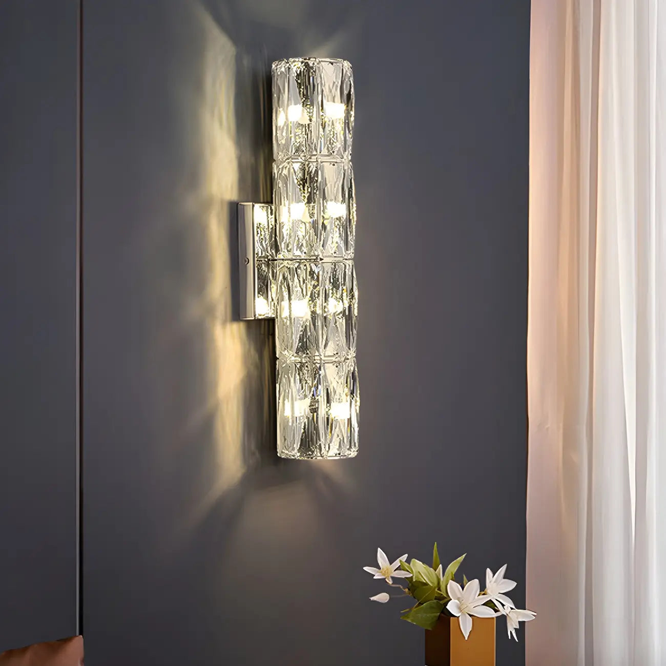 Lampe de coiffeuse géométrique de luxe en cristal doré