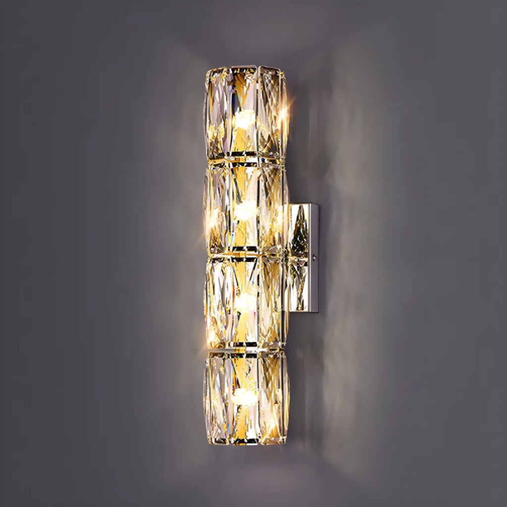 Lampe de coiffeuse géométrique de luxe en cristal doré