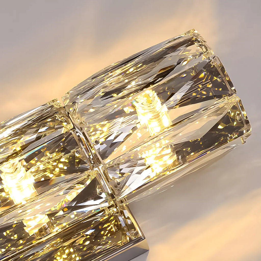 Lampe de coiffeuse géométrique de luxe en cristal doré