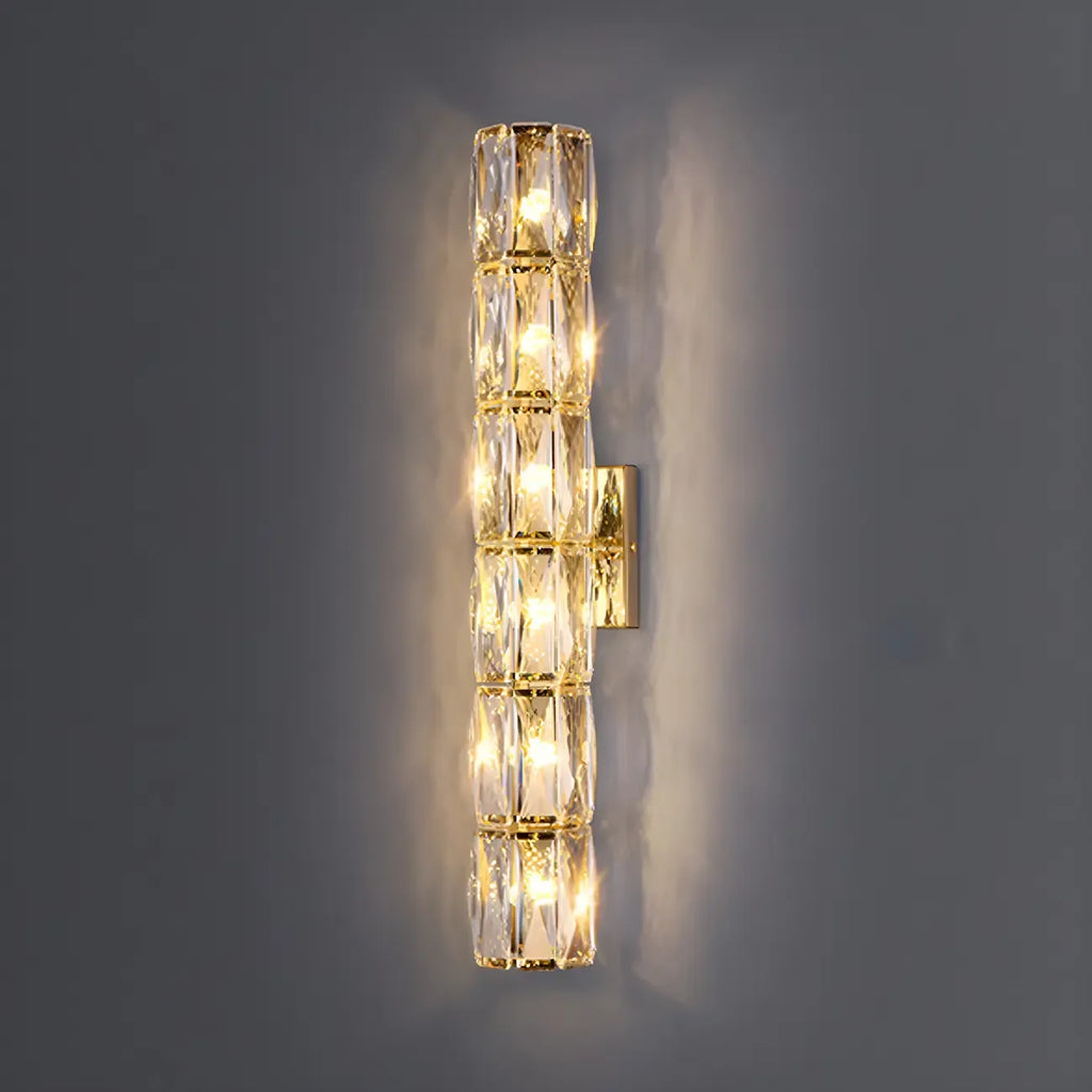 Lampe de coiffeuse géométrique de luxe en cristal doré