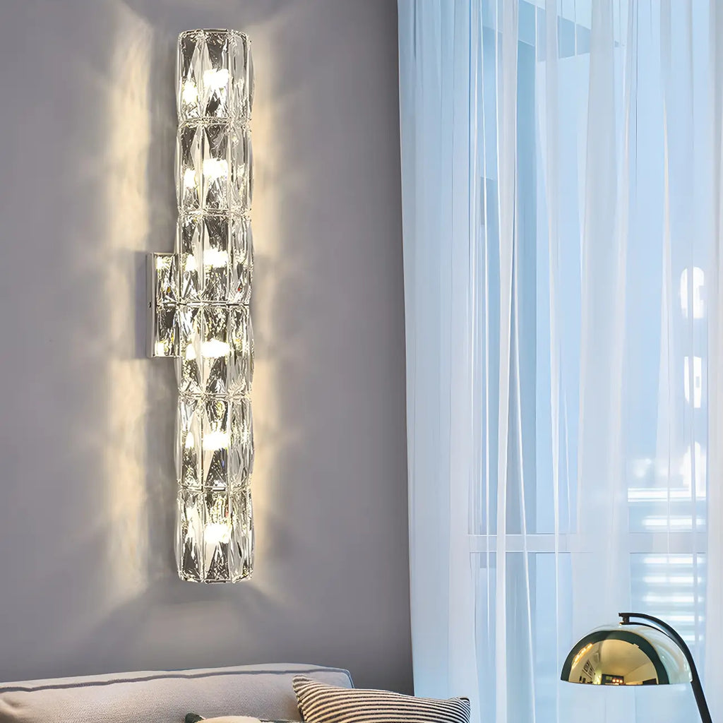 Lampe de coiffeuse géométrique de luxe en cristal doré