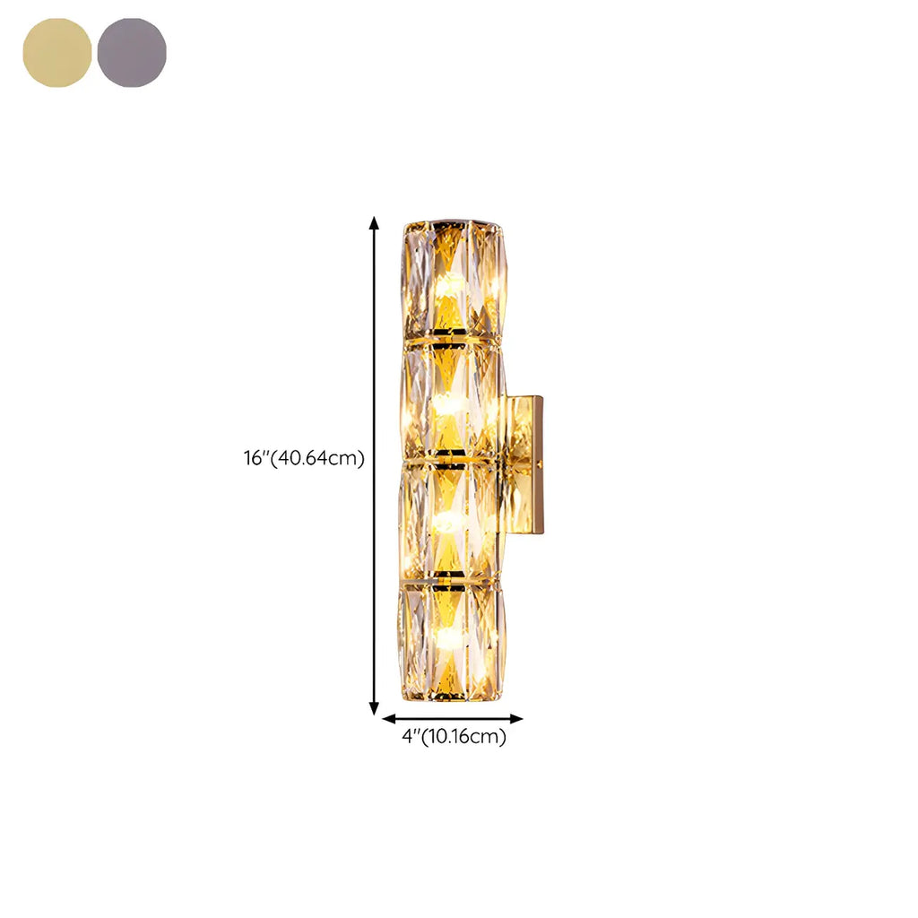 Lampe de coiffeuse géométrique de luxe en cristal doré