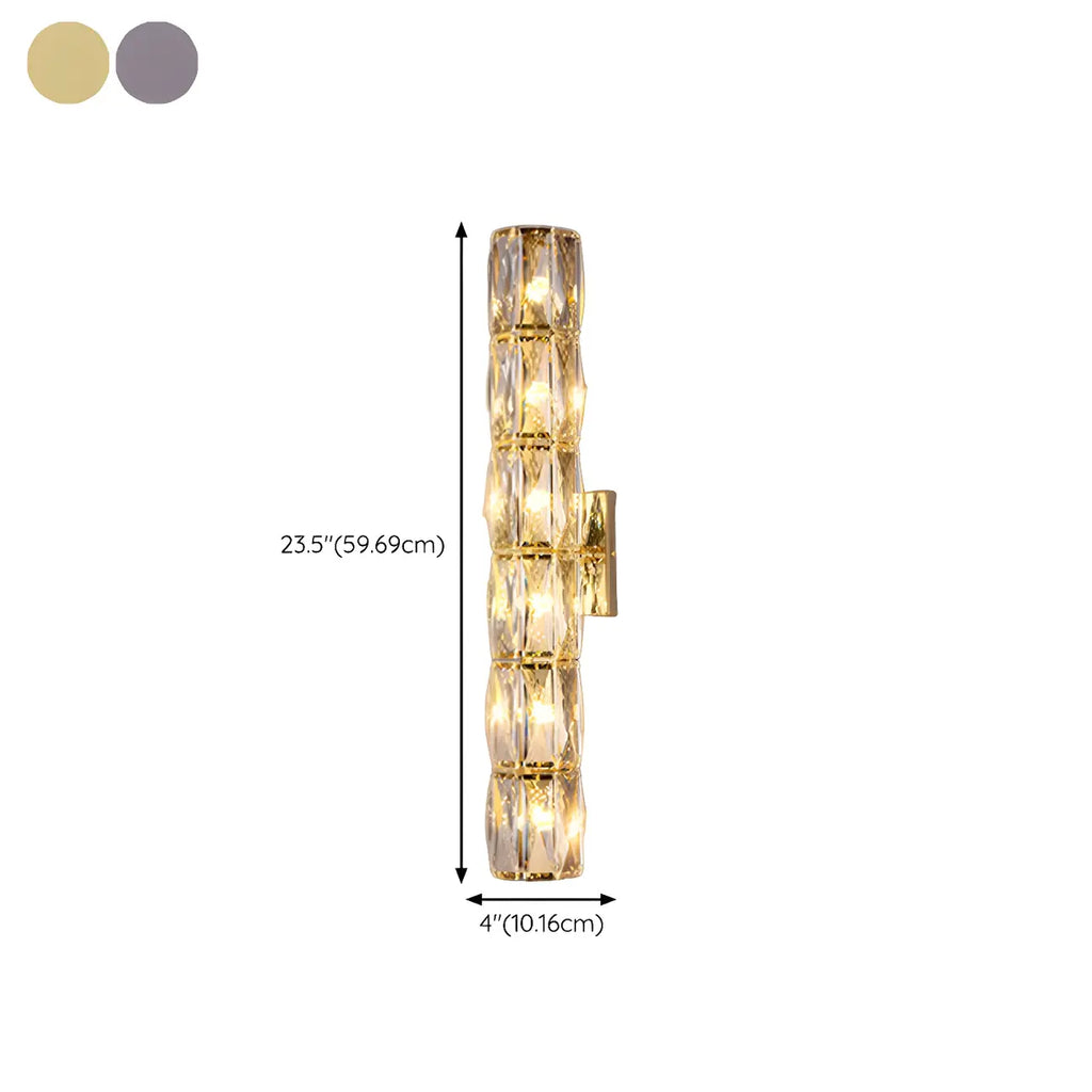 Lampe de coiffeuse géométrique de luxe en cristal doré