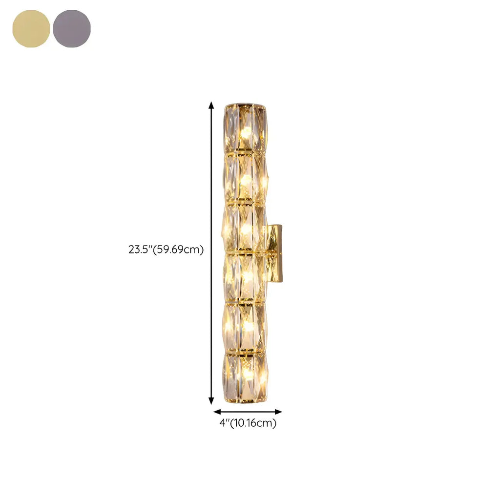 Lampe de coiffeuse géométrique de luxe en cristal doré