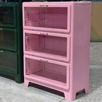 Vitrine rouge glamour en acier avec portes vitrées pour salle à manger