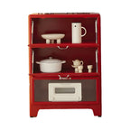 Vitrine rouge glamour en acier avec portes vitrées pour salle à manger