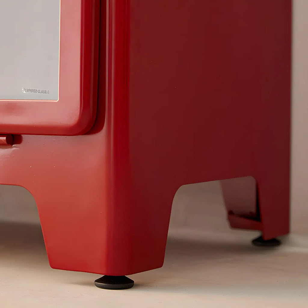 Vitrine rouge glamour en acier avec portes vitrées pour salle à manger