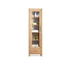 Mobile espositivo a 2 cassetti in legno naturale con ripiani regolabili