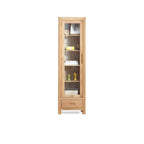 Mobile espositivo a 2 cassetti in legno naturale con ripiani regolabili