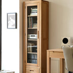 Mobile espositivo a 2 cassetti in legno naturale con ripiani regolabili