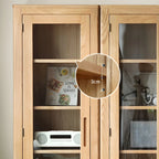 Mobile espositivo a 2 cassetti in legno naturale con ripiani regolabili