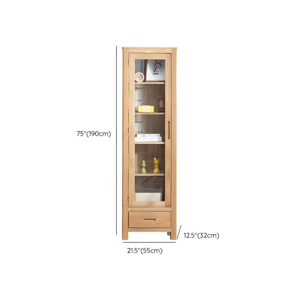 Mobile espositivo a 2 cassetti in legno naturale con ripiani regolabili