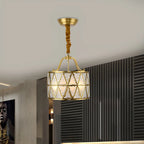Lustre tambour en laiton de style colonial