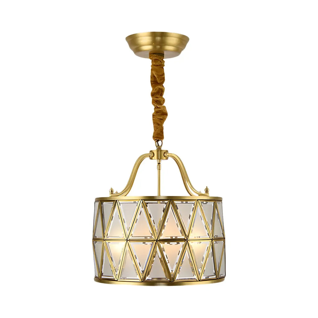Lustre tambour en laiton de style colonial