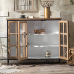 Vitrine classique en bois brun courbé avec porte vitrée