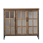 Vitrine classique en bois brun courbé avec porte vitrée