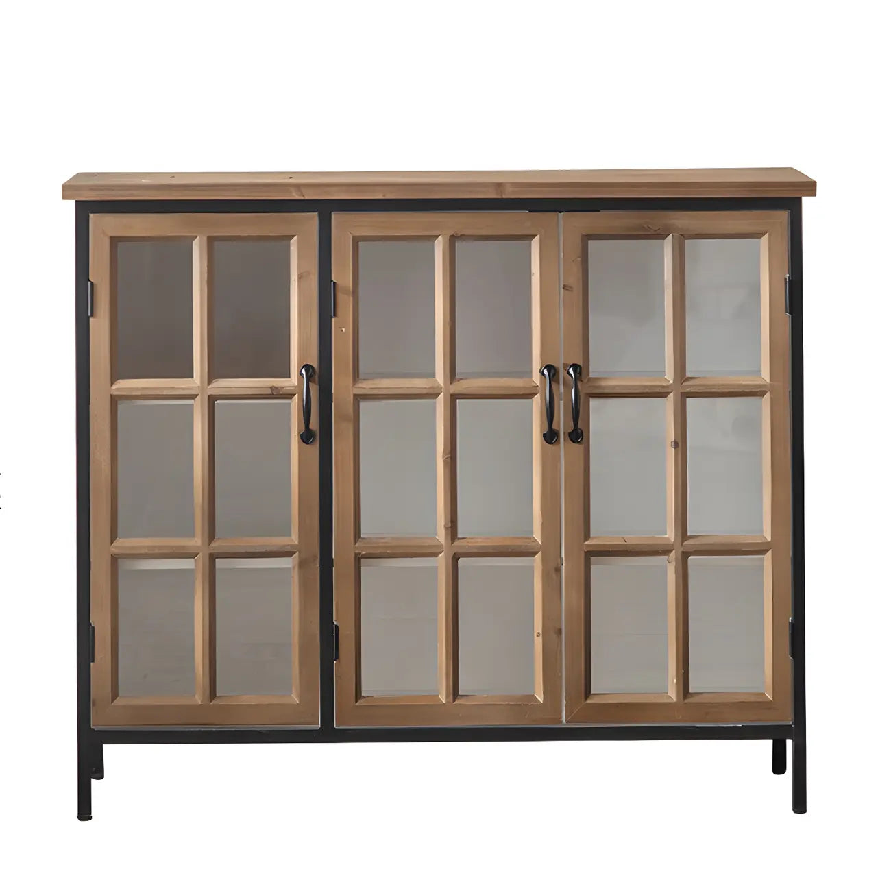 Vitrine classique en bois brun courbé avec porte vitrée