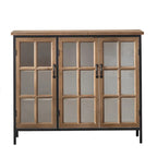 Vitrine classique en bois brun courbé avec porte vitrée