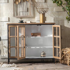Vitrine classique en bois brun courbé avec porte vitrée