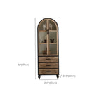 Vitrine classique en bois brun courbé avec porte vitrée