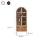 Vitrine classique en bois brun courbé avec porte vitrée