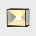 Lampes solaires cubiques transparentes noires pour poteaux extérieurs
