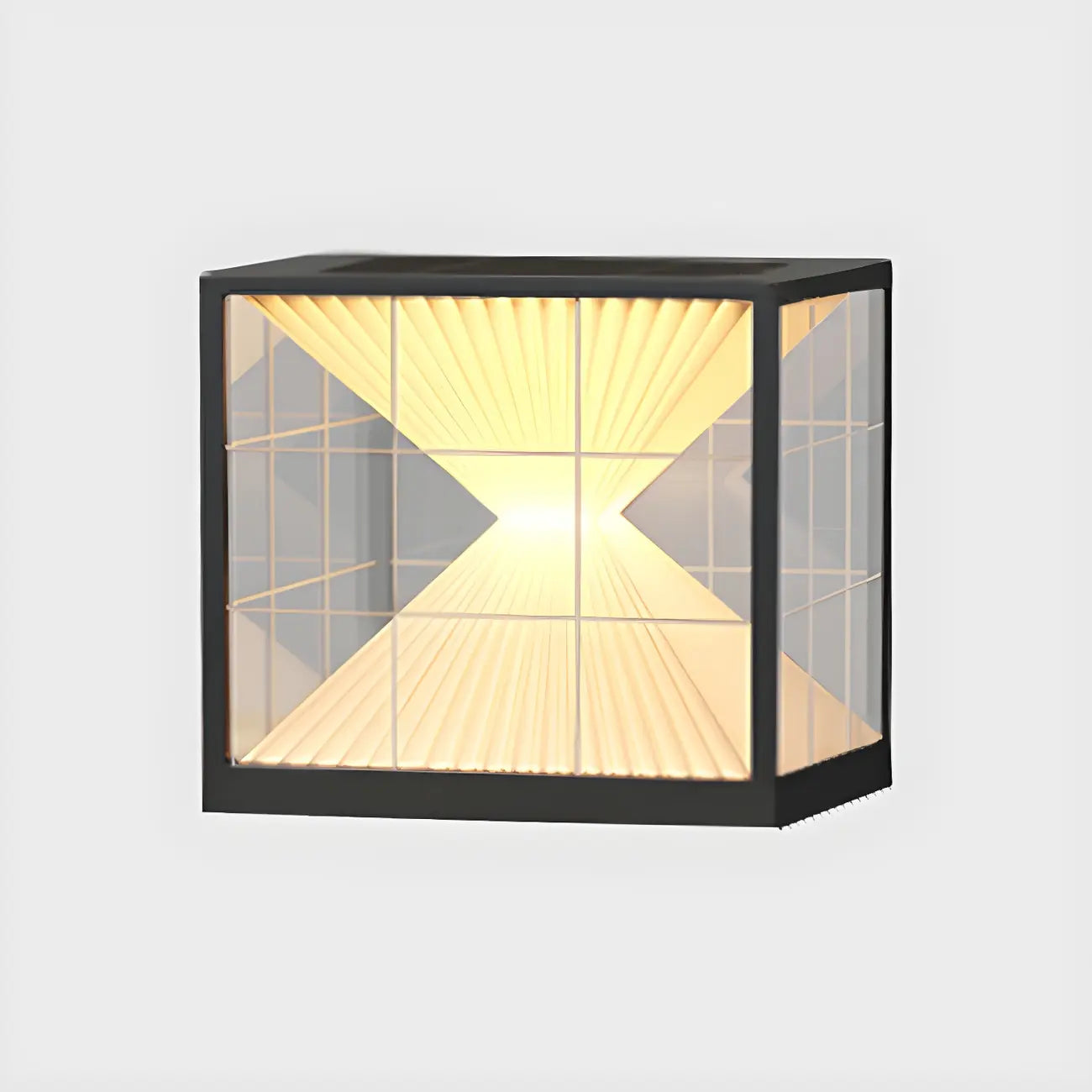 Lampes solaires cubiques transparentes noires pour poteaux extérieurs