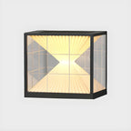 Lampes solaires cubiques transparentes noires pour poteaux extérieurs