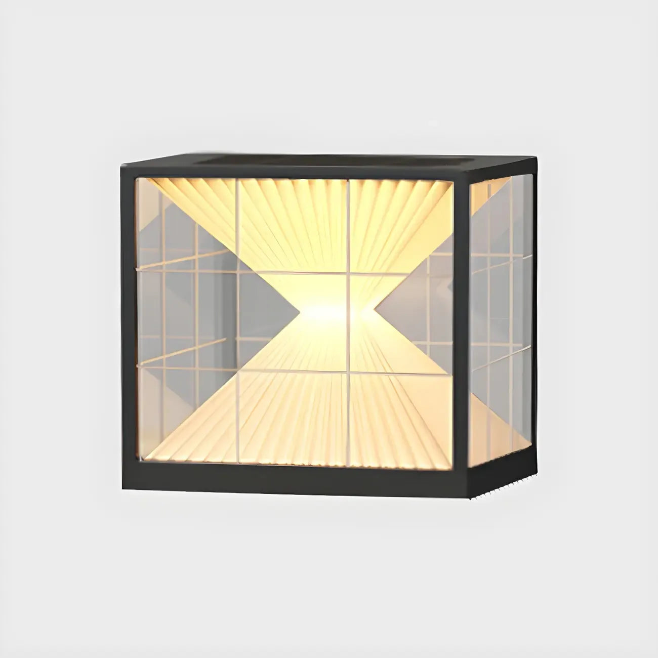 Lampes solaires cubiques transparentes noires pour poteaux extérieurs