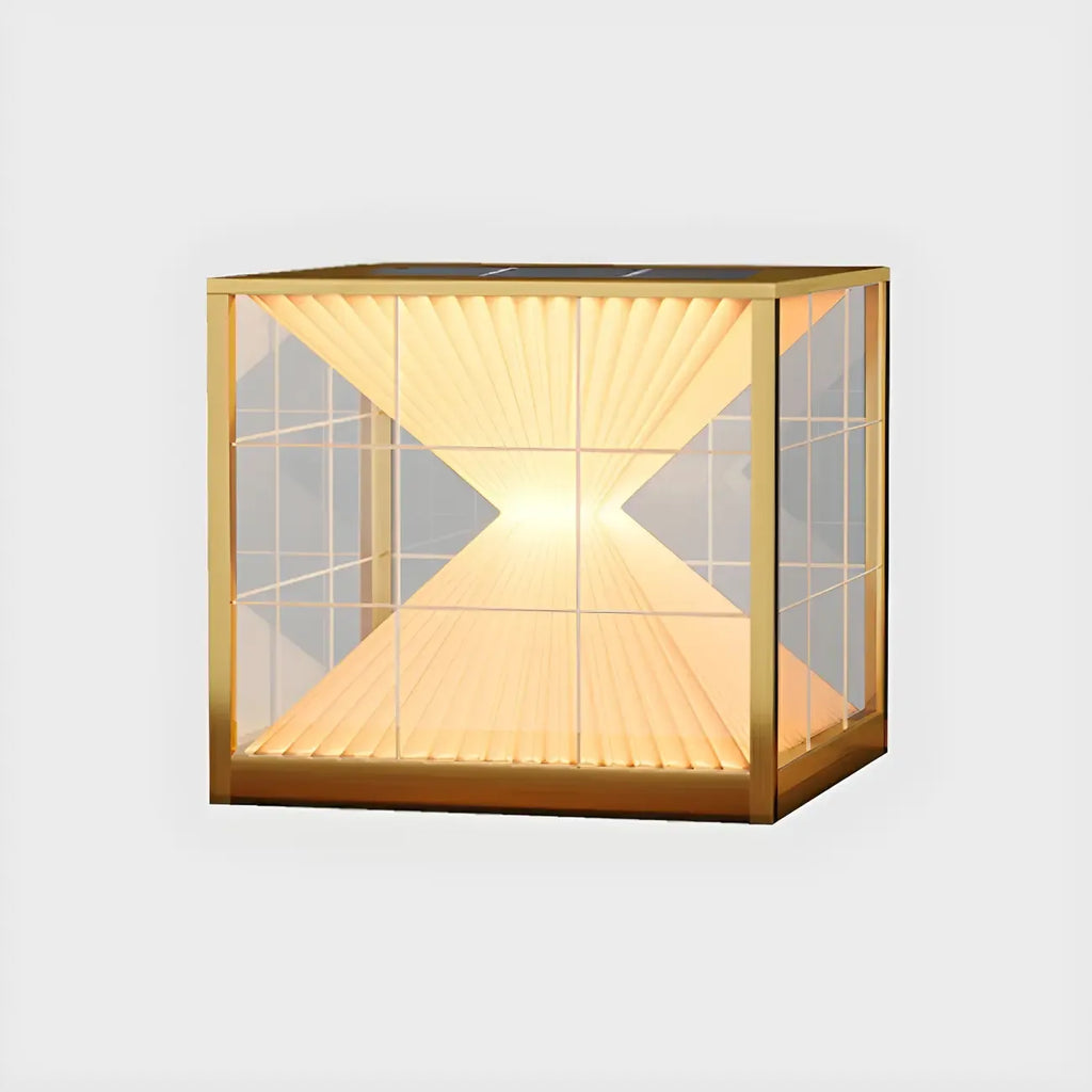 Lampes solaires cubiques transparentes noires pour poteaux extérieurs