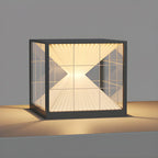 Lampes solaires cubiques transparentes noires pour poteaux extérieurs