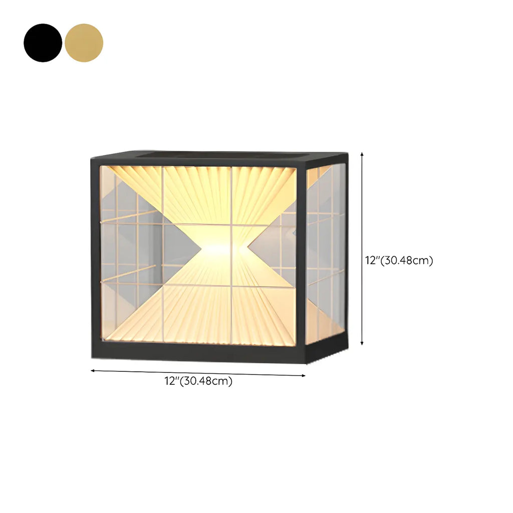 Lampes solaires cubiques transparentes noires pour poteaux extérieurs