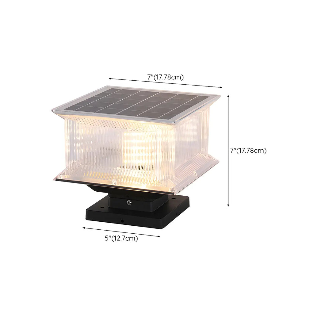 Lampadaires solaires d'extérieur modernes à abat-jour transparent géométrique.