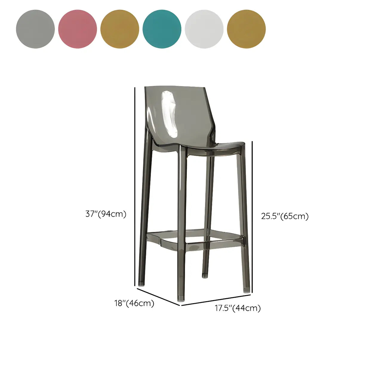 Tabouret de bar moderne en acrylique, coloré, durable et élégant