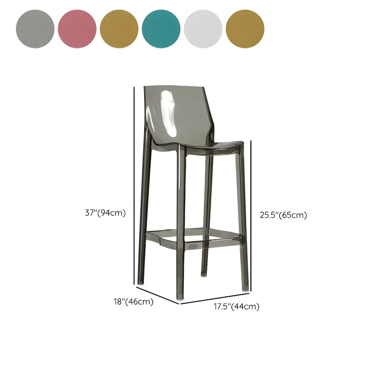 Tabouret de bar moderne en acrylique, coloré, durable et élégant