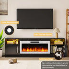 Meuble TV Bossin 70 avec cheminée électrique 36 pouces, compatible avec les téléviseurs jusqu'à 80 pouces, éclairage LED 16 couleurs/centre multimédia