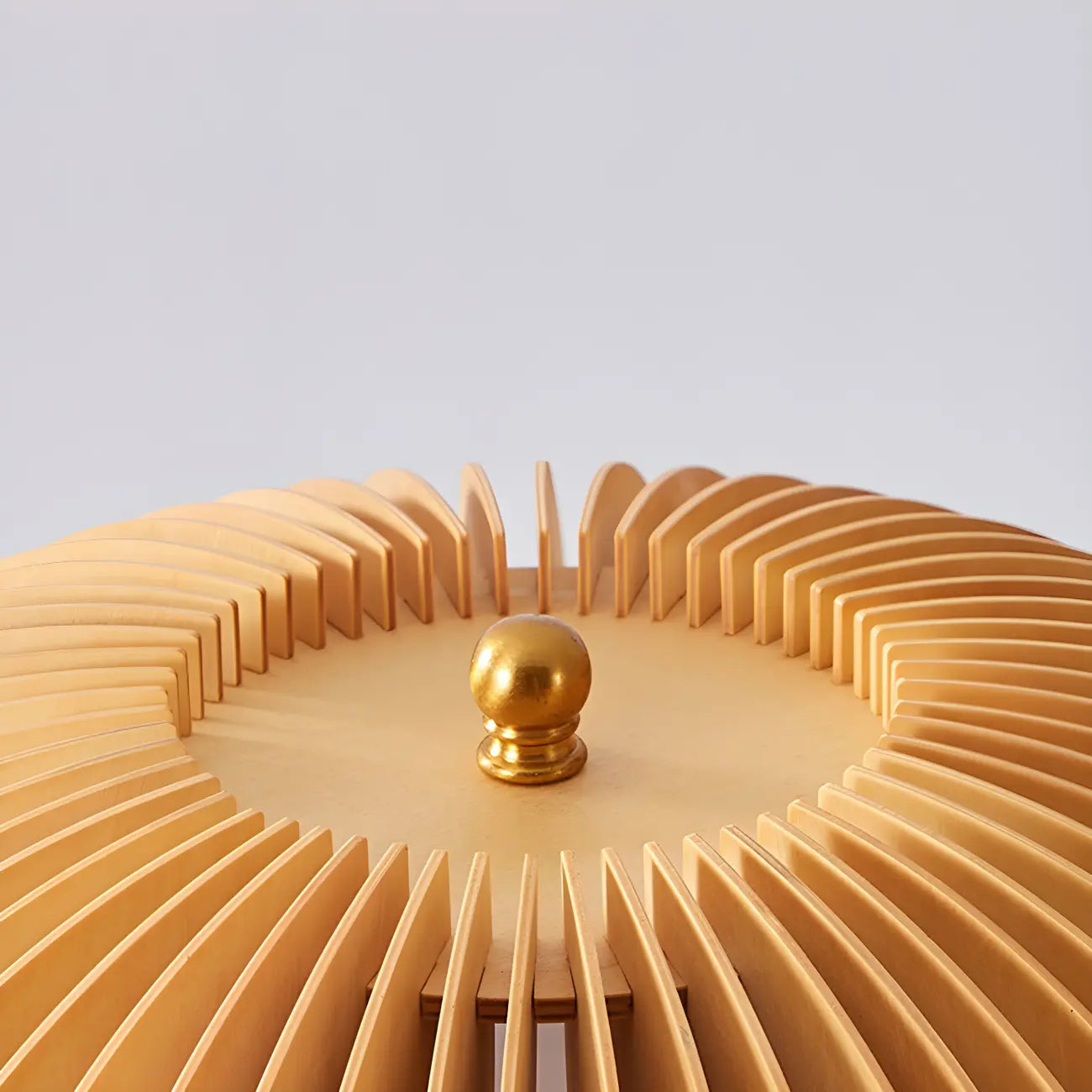 Lampe de table LED Art Déco en bois jaune en forme de champignon