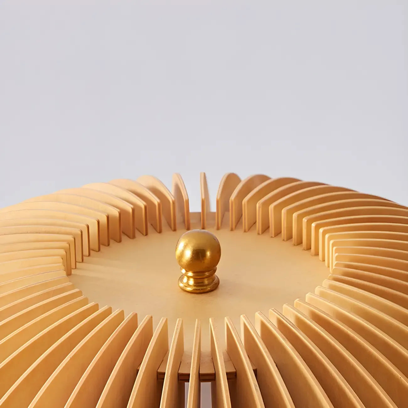 Lampe de table LED Art Déco en bois jaune en forme de champignon
