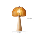 Lampe de table LED Art Déco en bois jaune en forme de champignon
