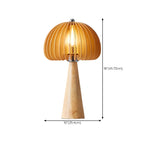 Lampe de table LED Art Déco en bois jaune en forme de champignon