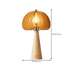 Lampe de table LED Art Déco en bois jaune en forme de champignon