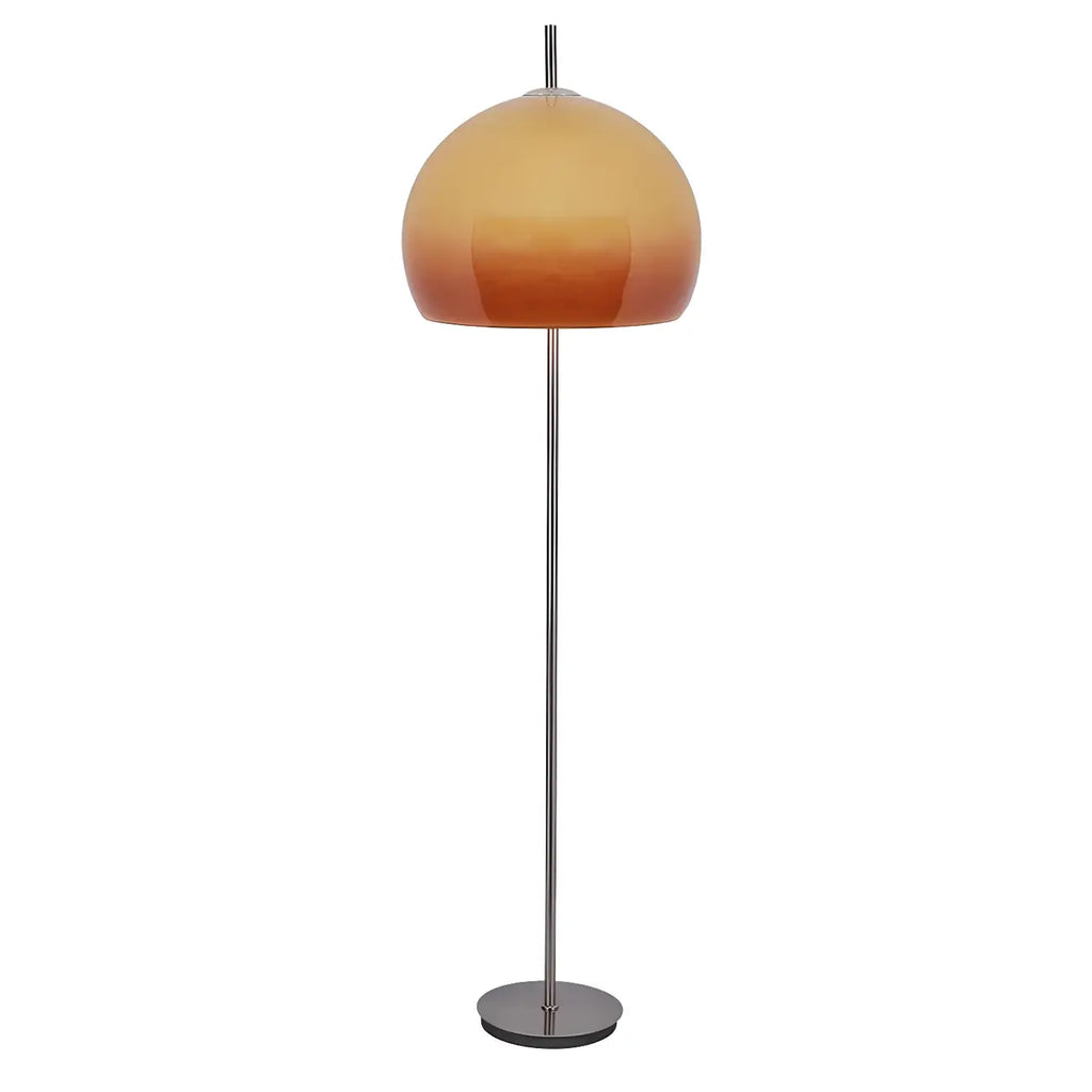 Lampadaire contemporain avec dôme en verre orange ambré