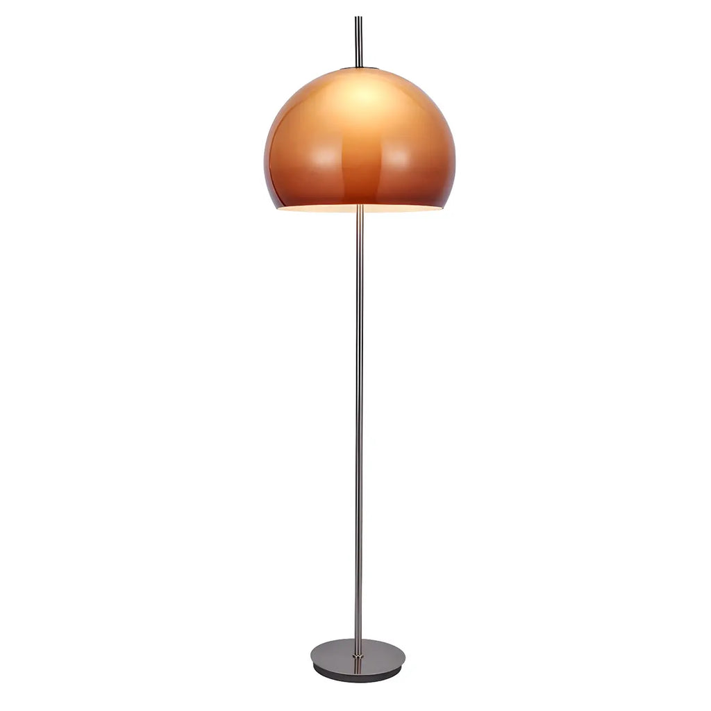 Lampadaire contemporain avec dôme en verre orange ambré